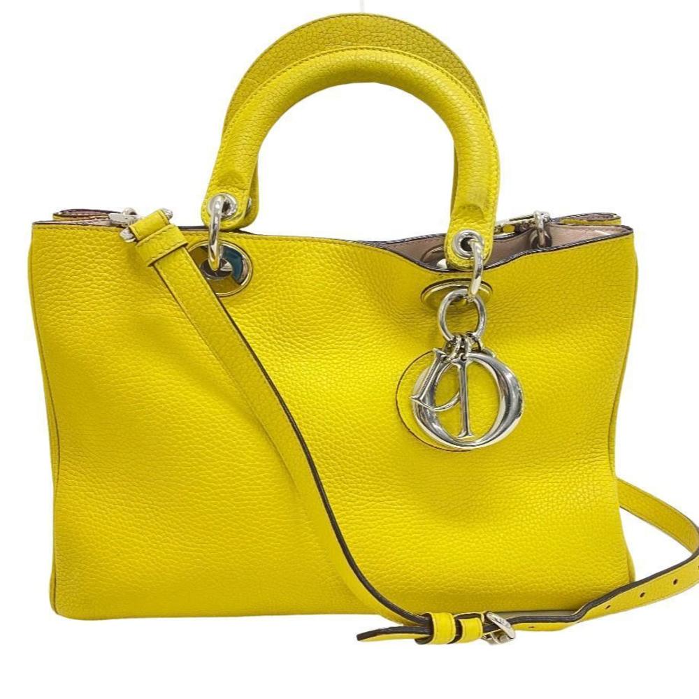 Dior Diorissimo leather 2WAY Shoulder Handbag Turquoise blue x pink
